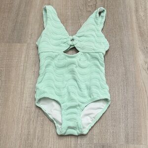 Mint Textured One-Piece Swimsuit with Front Cutout super cute